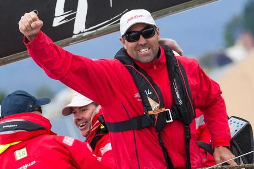 Mark Richards celebrates clinching the line honours win - Rolex Sydney to Hobart 2013 ©  Rolex / Carlo Borlenghi http://www.carloborlenghi.net